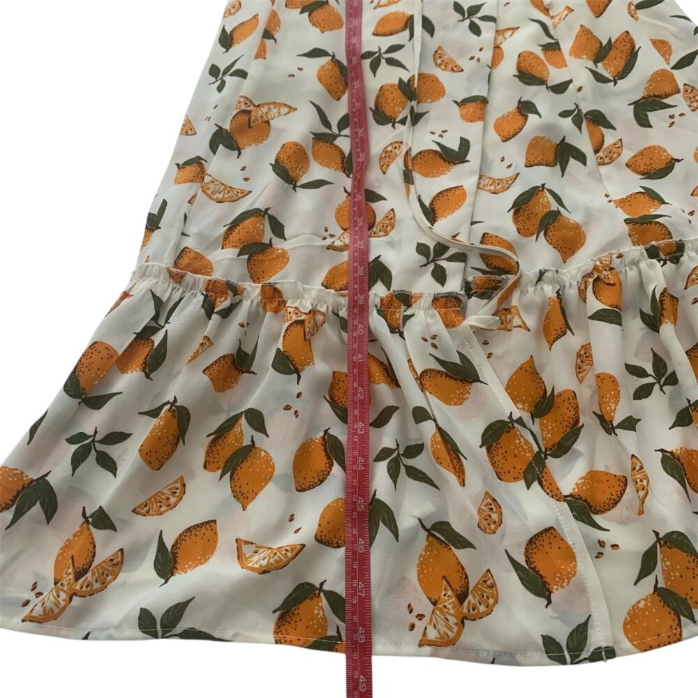 Citrus print wrap  maxi summer orange cream dress - Picture 7 of 14